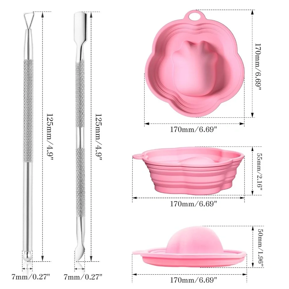 Pink Silicone Nail Soaking Bowl And Tools